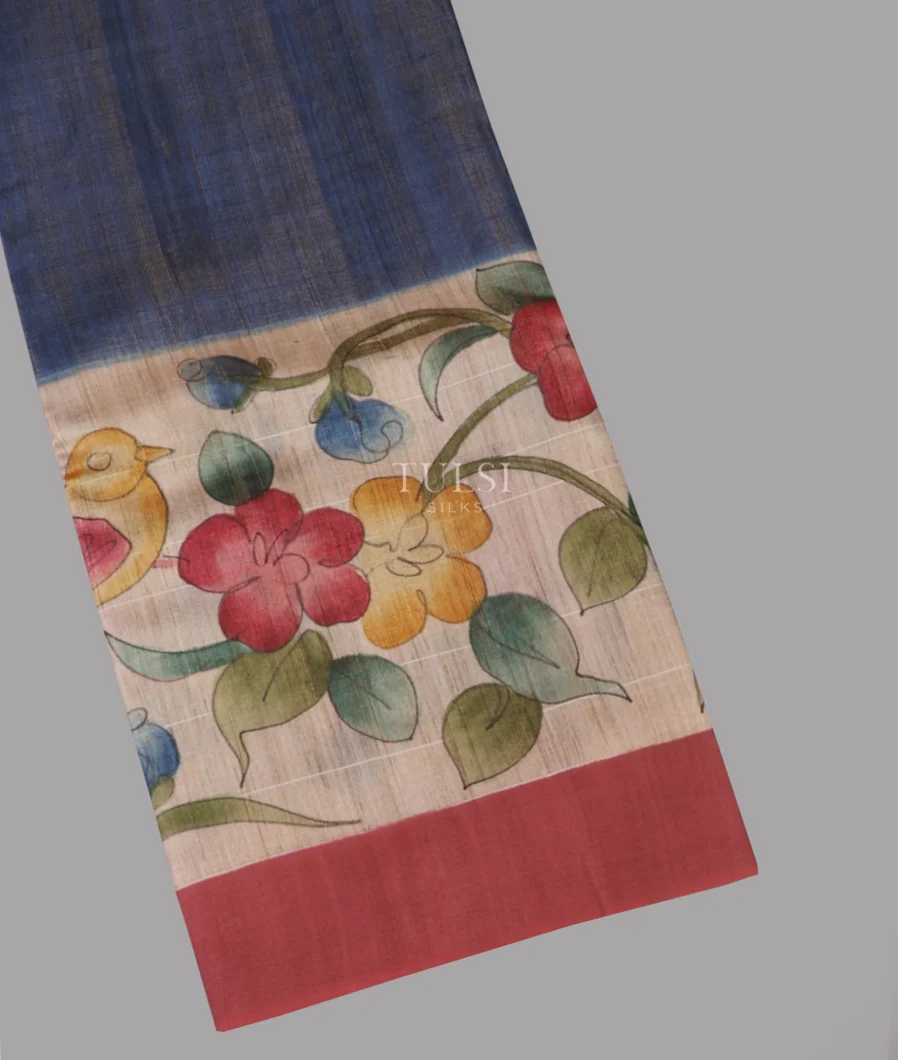 Blue Tissue Tussar Printed Saree T653587-image