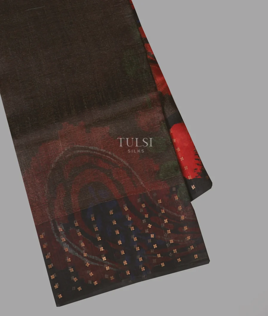 Black Tissue Organza Printed Saree T571062-image