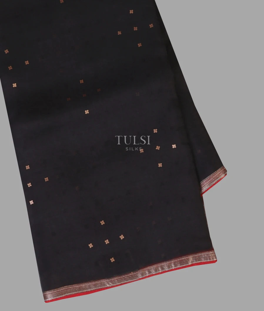 Black Woven Organza Saree T650279-image