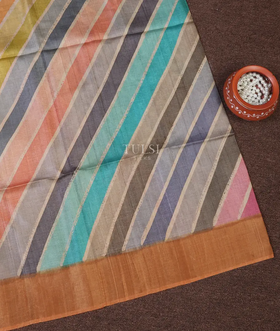 Multicolour Tussar Printed Saree T666314-image