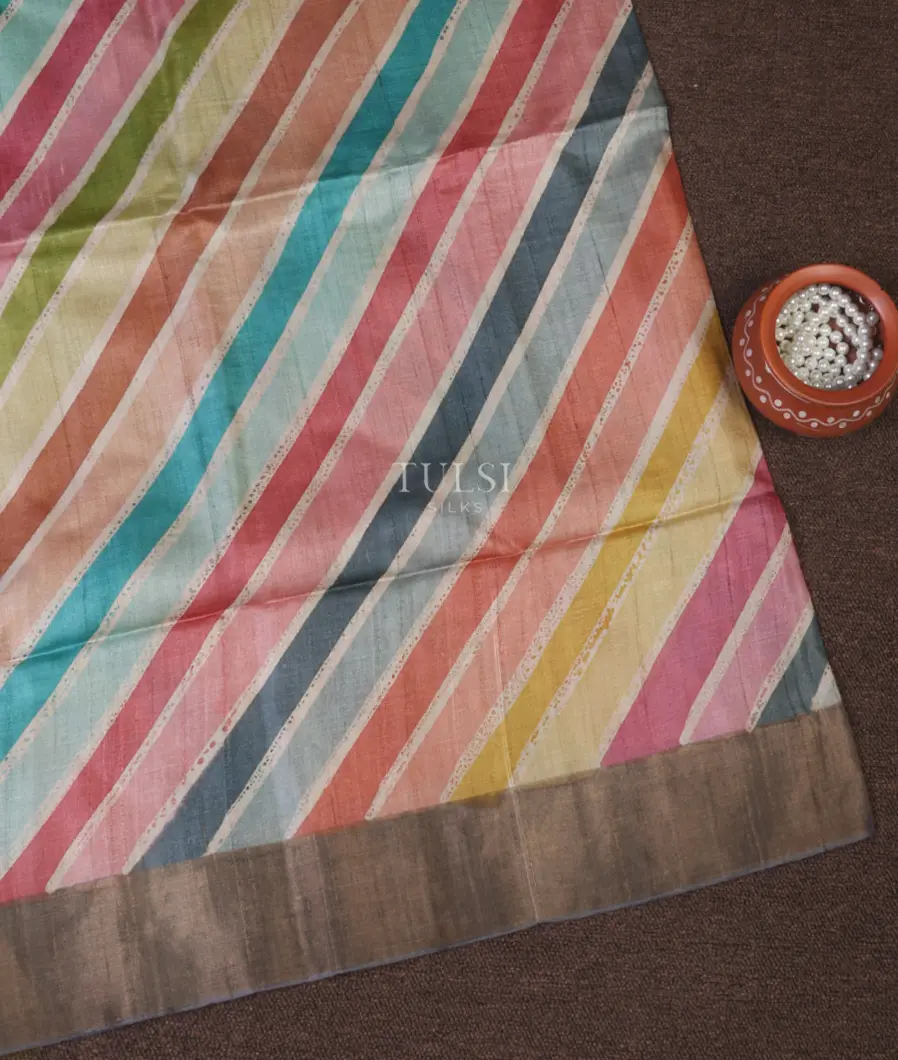 Multicolour Tussar Printed Saree T666313-image