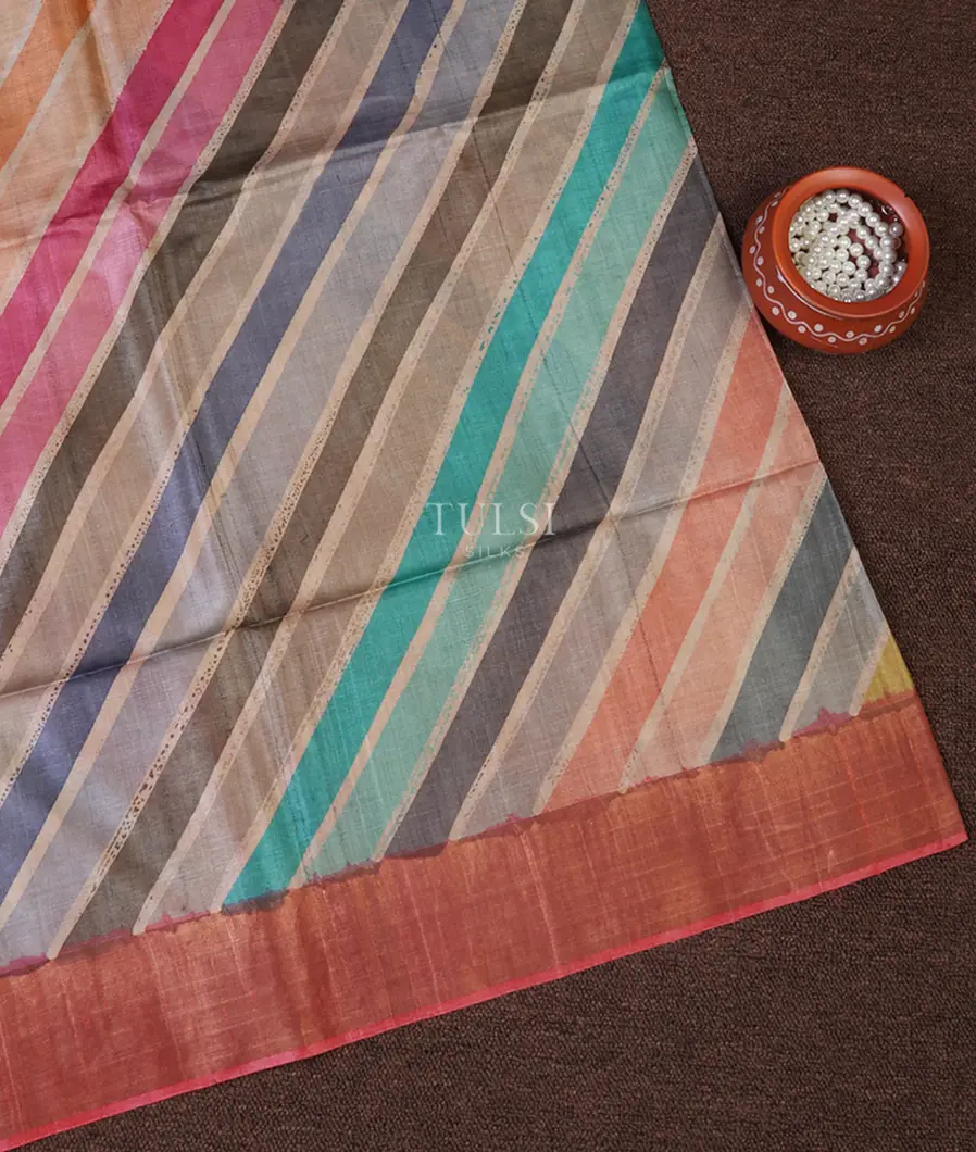 Multicolour Tussar Printed Saree T666318-image