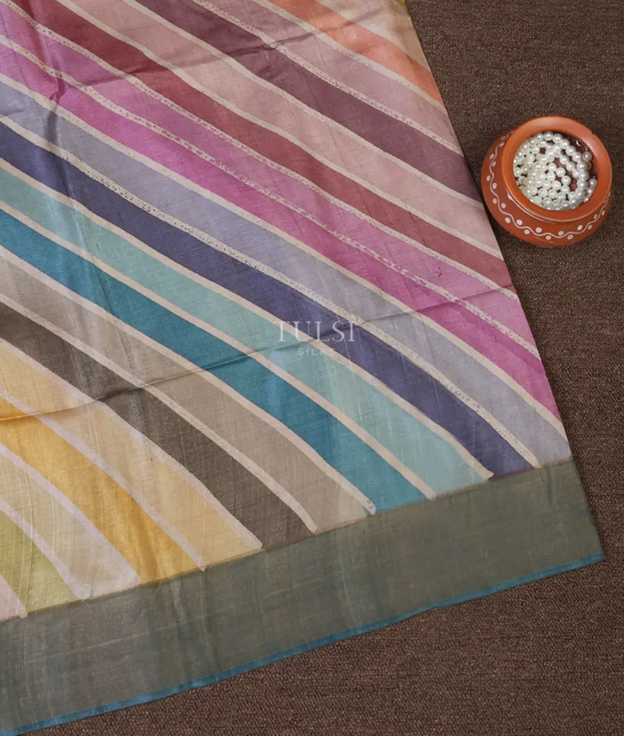 Multicolour Tussar Printed Saree T666316-image