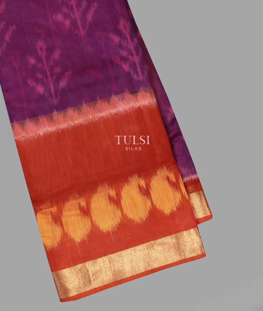 Purple Pochampalli Silk Cotton Saree T650375-image