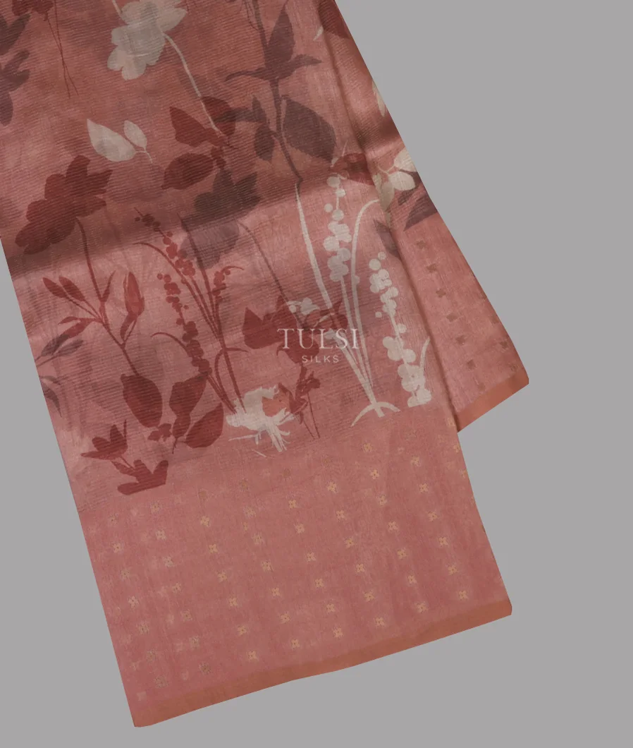 Dusty Rose Tissue Organza Printed Saree T617709-image