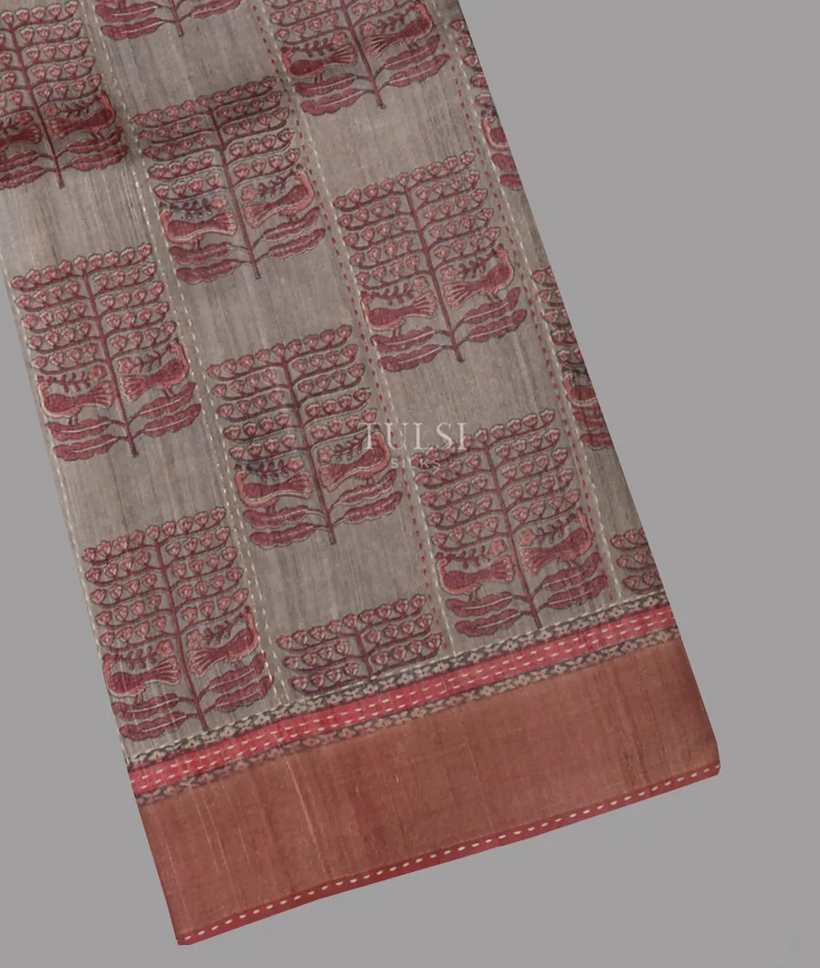 Grey Tussar Printed Saree T664308-image