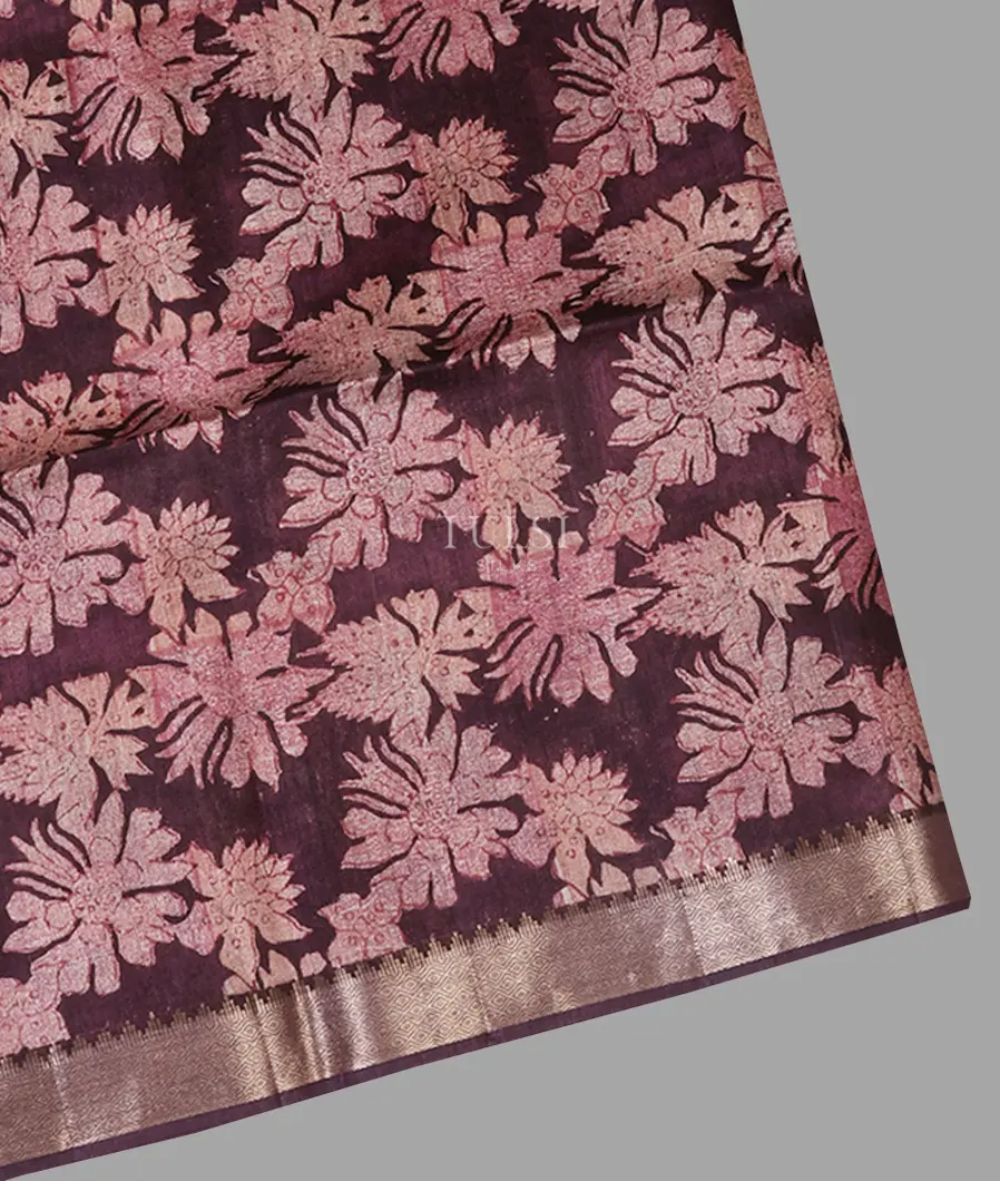 Purple Tussar Printed Saree T653675-image
