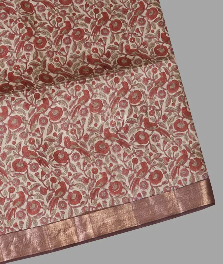 Beige Tussar Printed Saree T653695-image