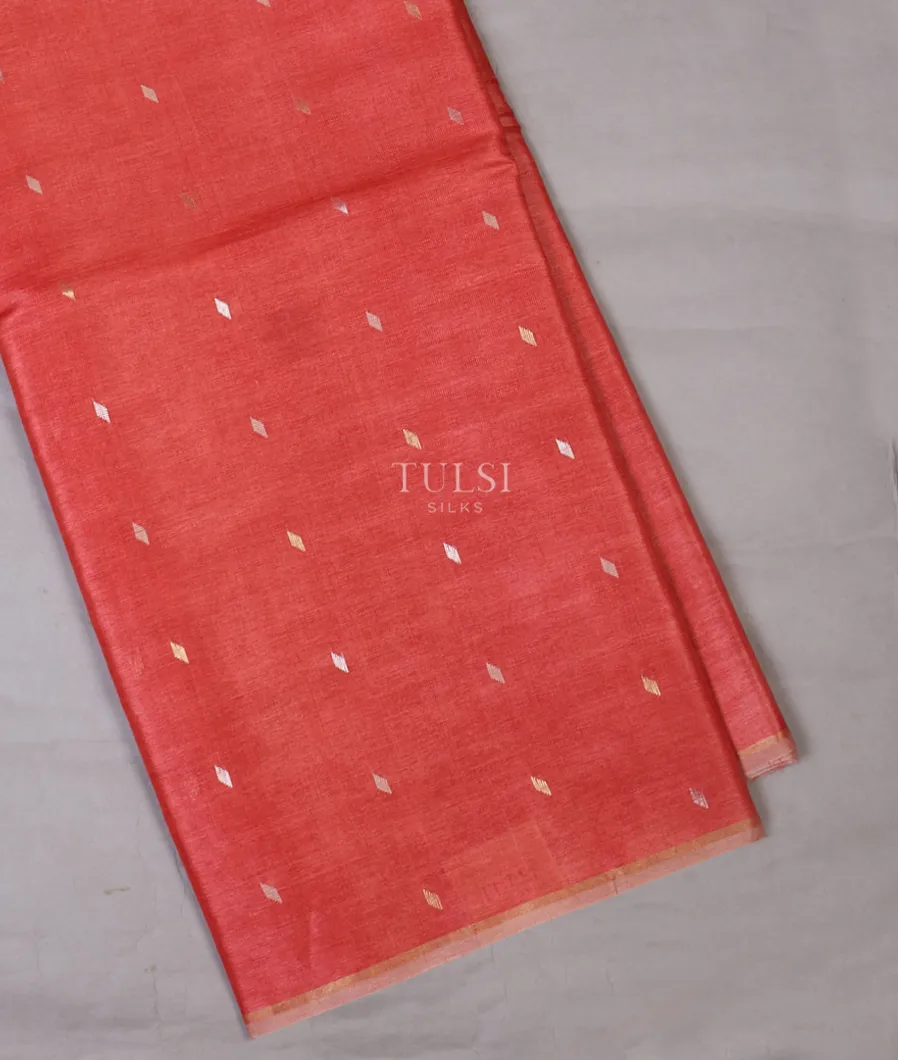 Dark Peach Woven Tussar Saree T663860-image