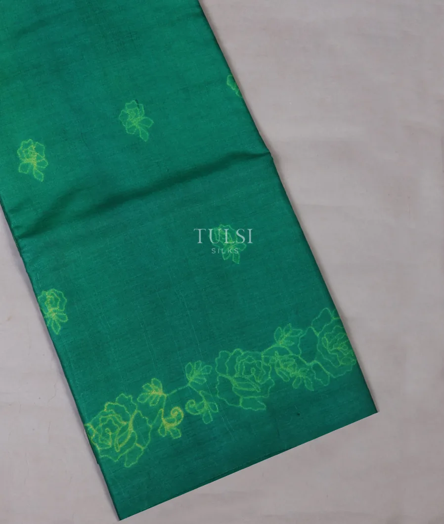 Teal Green Tussar Printed Saree T651381-image