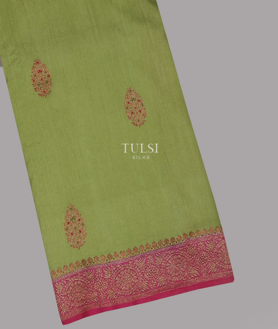 Green Soft Banaras Tussar Saree T664237-image