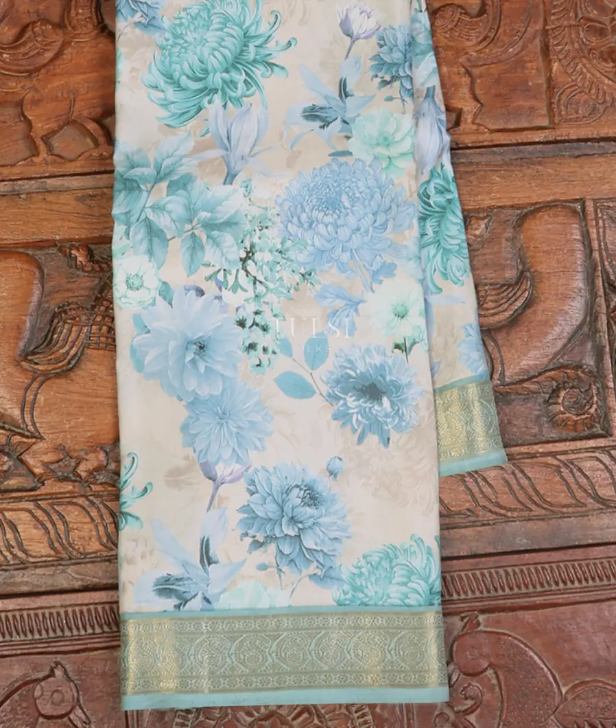 Off - White Printed Kanjivaram Silk Saree T639479-image