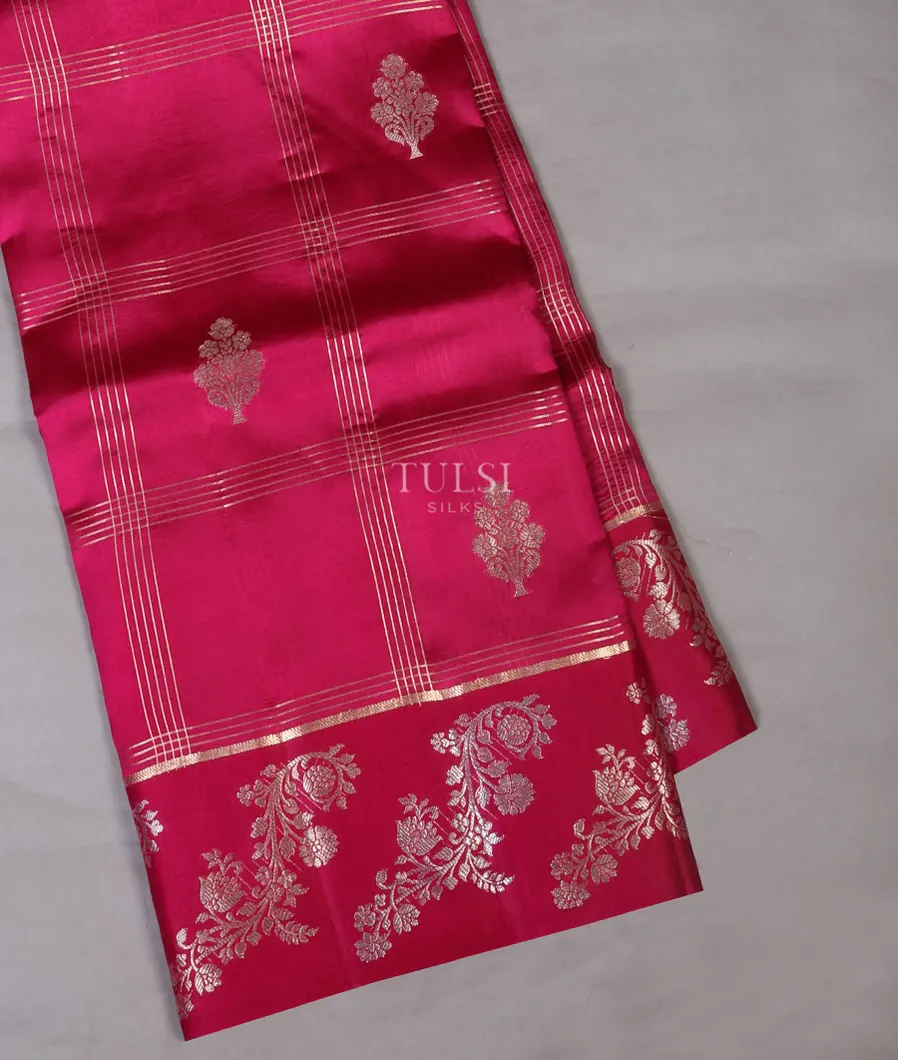 Magenta Banaras Silk Saree T665662-image