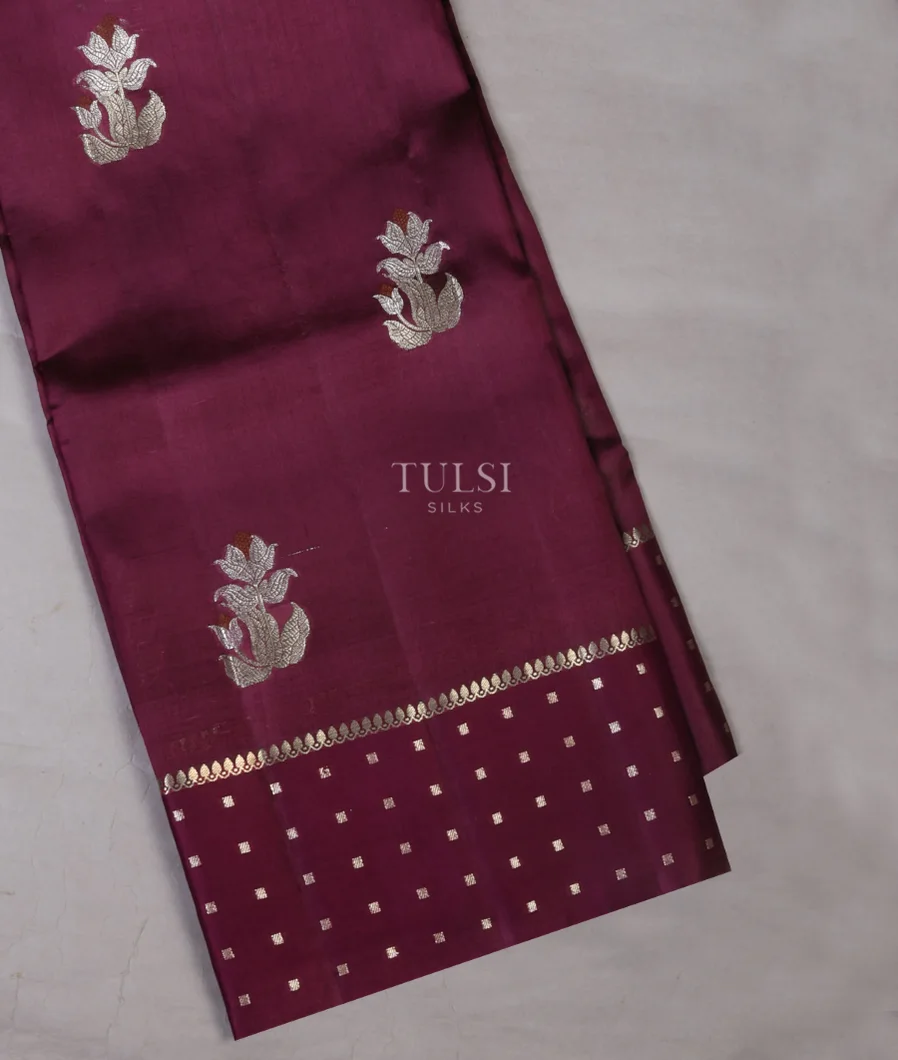 Burgundy Banaras Silk Saree T665676-image