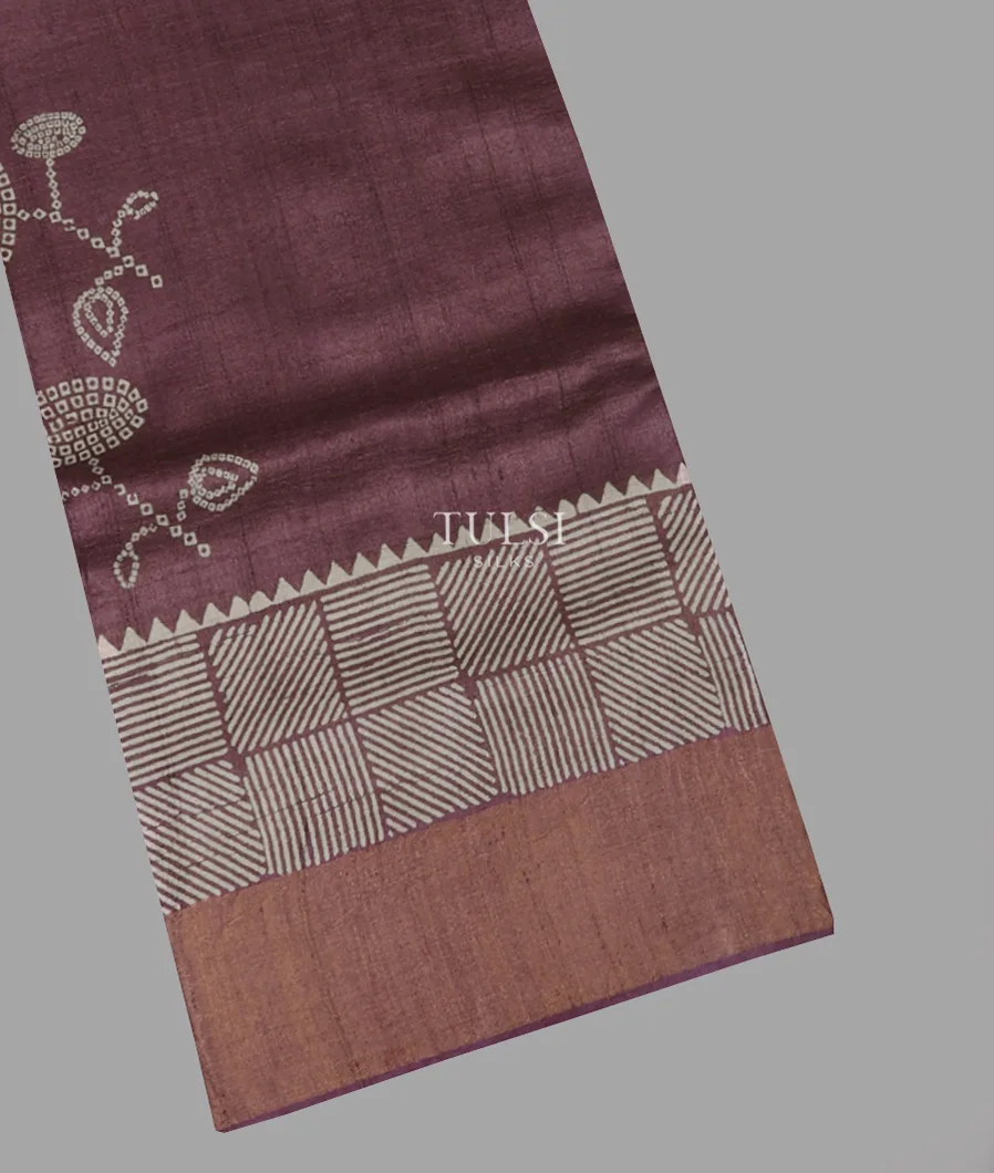 Purple Tussar Printed Saree T652094-image