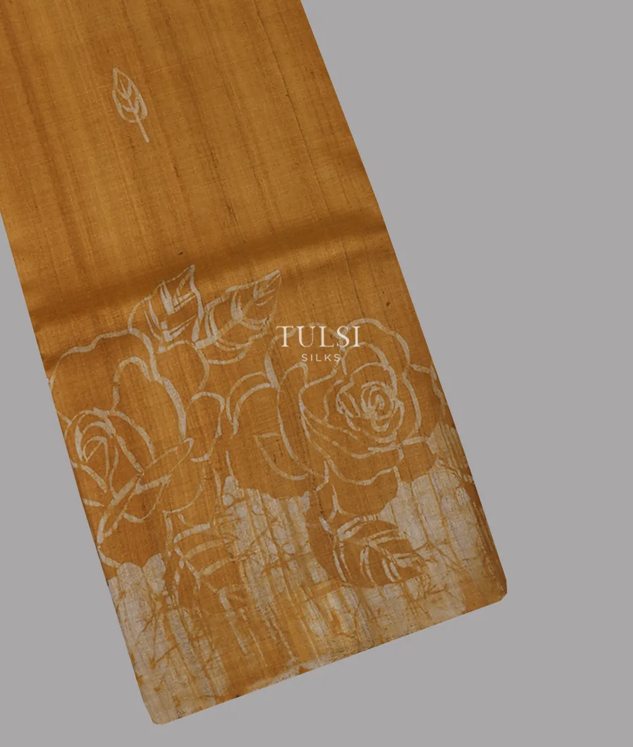 Yellow Tussar Printed Saree T632235-1-image