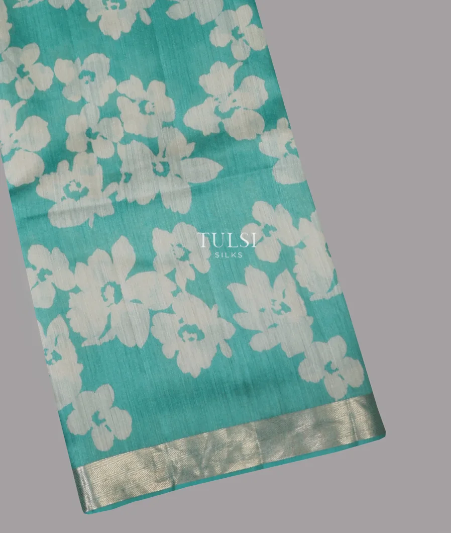 Blue Soft Tussar Printed Saree T654106-image