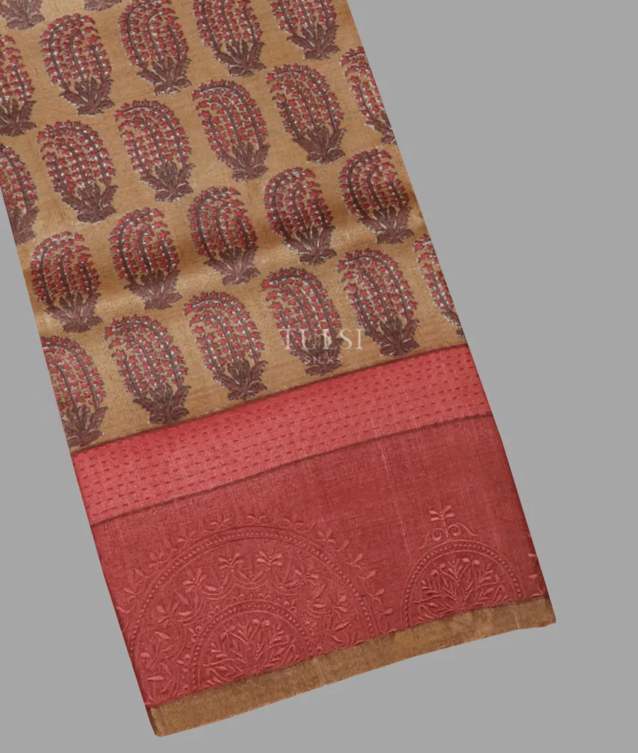 Beige Tussar Printed Saree T661614-image