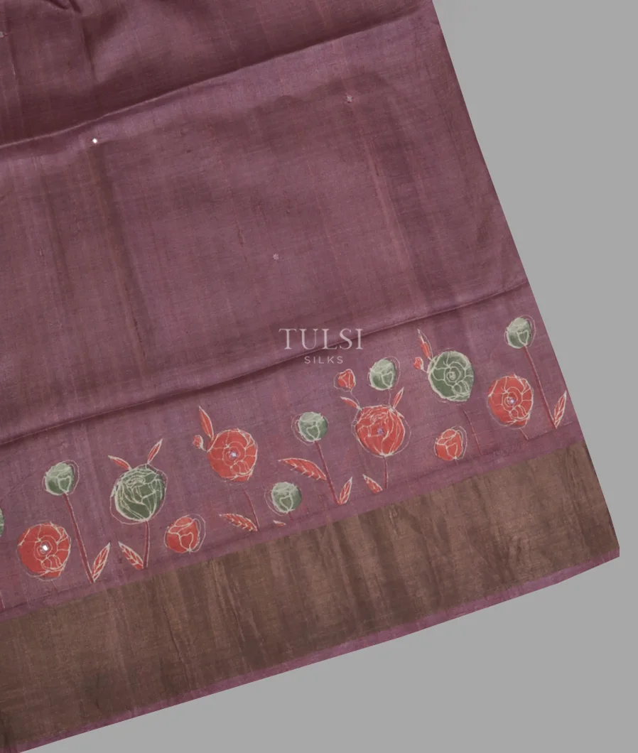Purple Tussar Printed Saree T612449-image