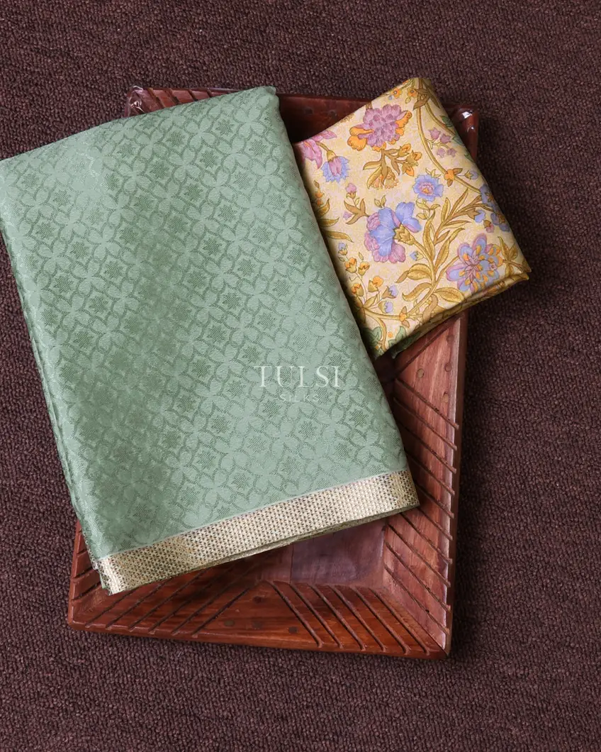 Greyish Green Mysore Crepe Silk Saree T665737-image