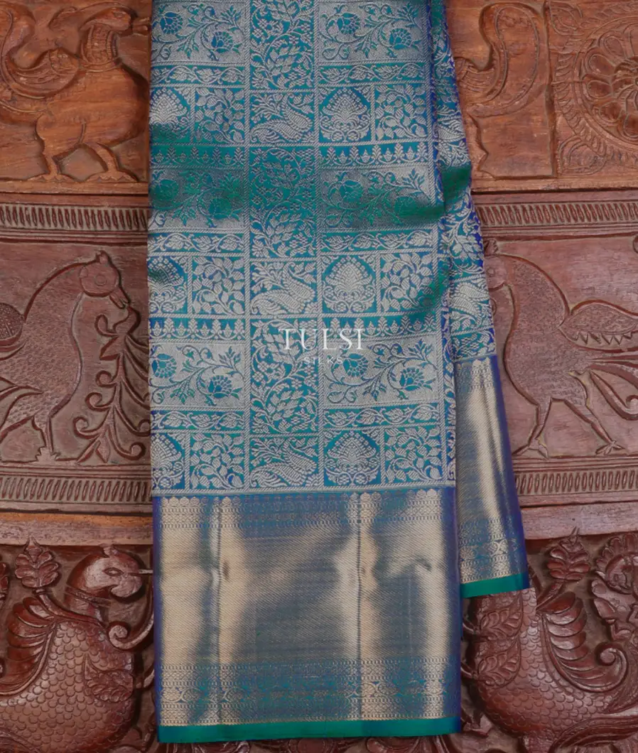 Peacock Blue Kanjivaram Silk Saree T667097-image