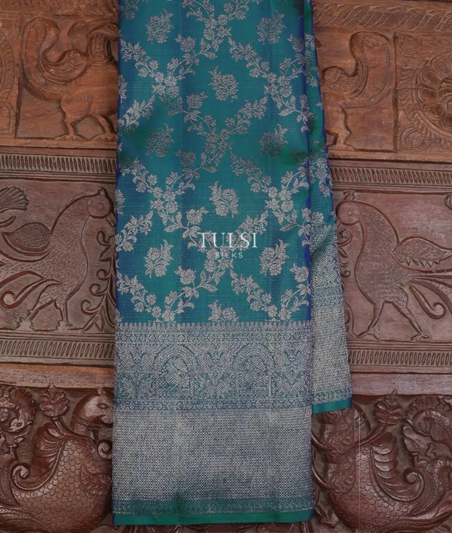 Peacock Blue Kanjivaram Silk Saree T667079-image