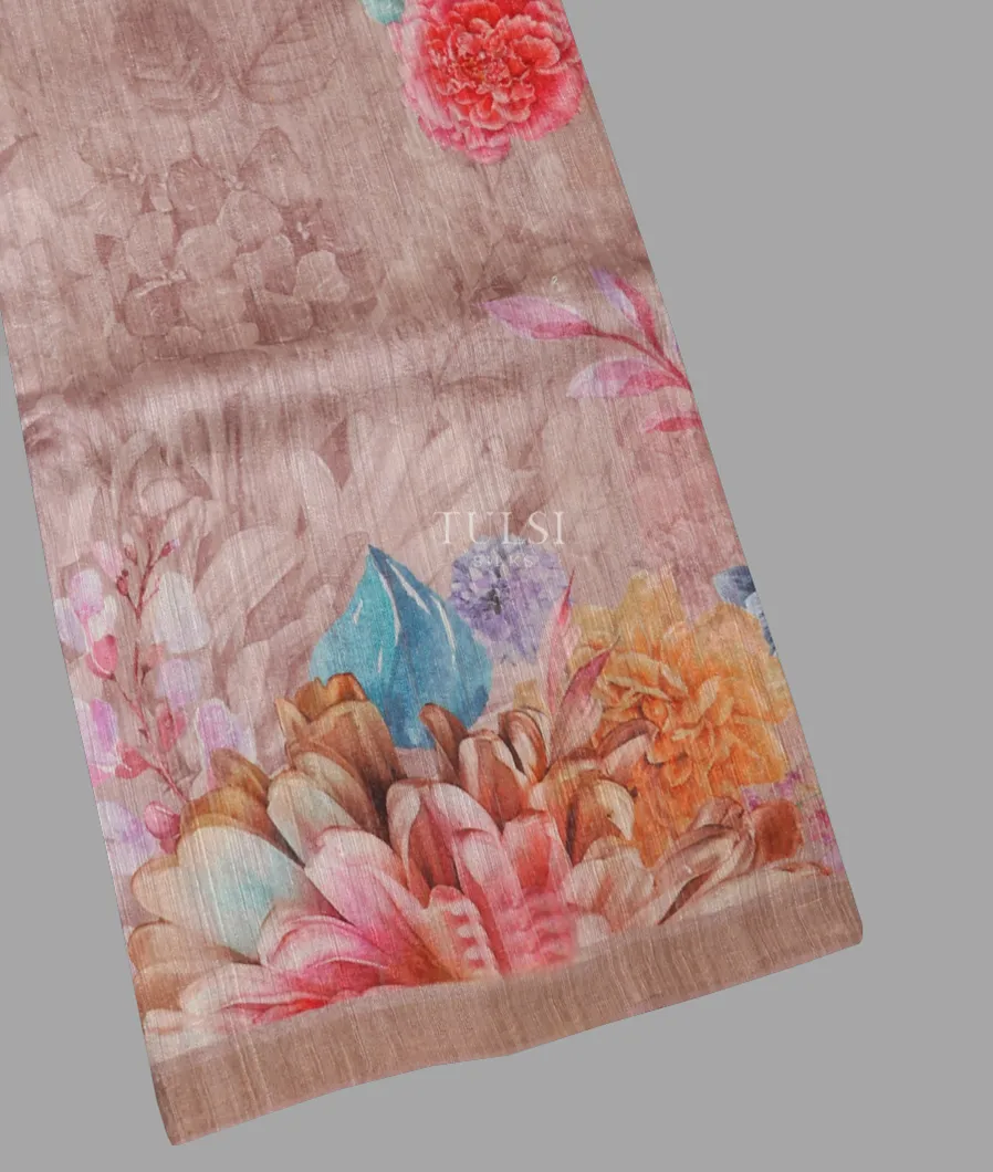 Light Dusty Lavender Tussar Printed Saree T553836-1-image