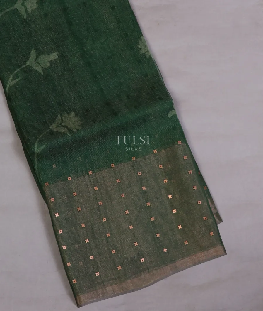 Green Tissue Organza Printed Saree T666809-image