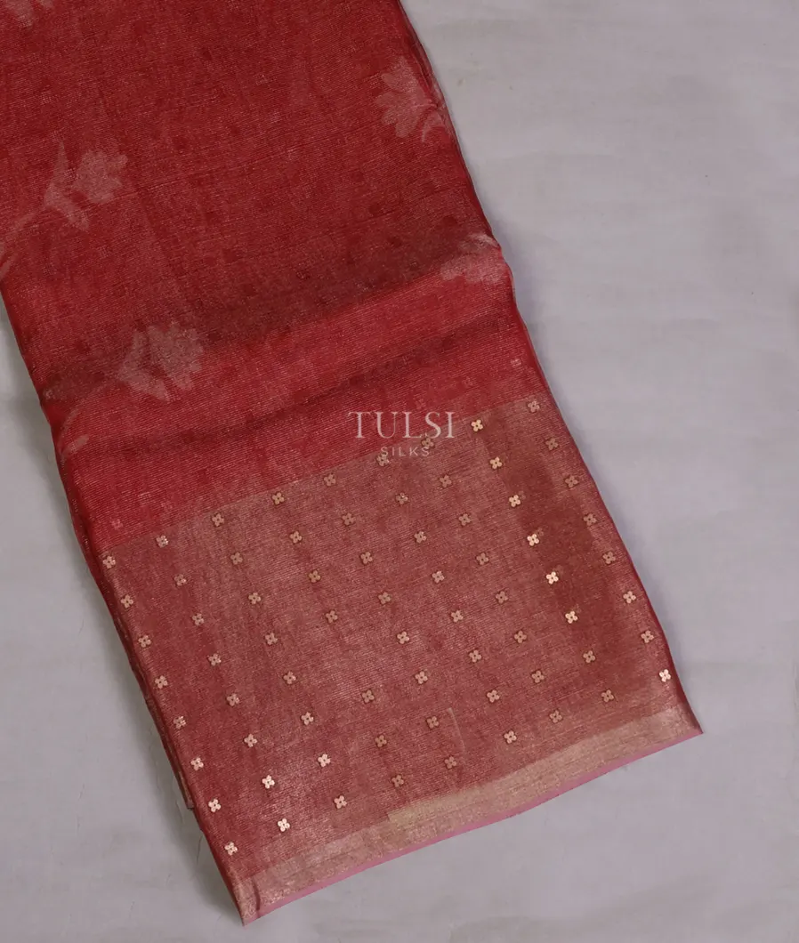 Maroon Tissue Organza Printed Saree T666797-image