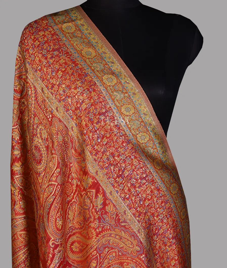 Red Kashmir Kani Silk Dupatta T662134-image