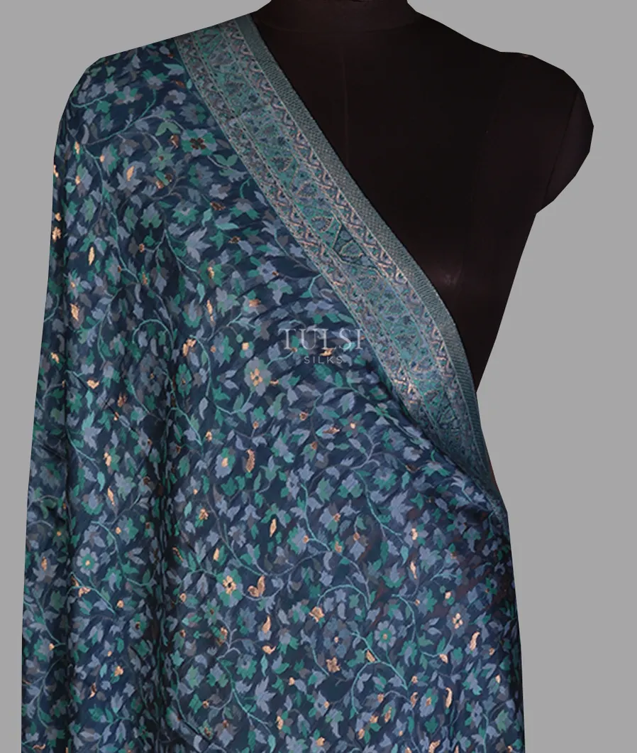 Blue Kashmir Kani Silk Dupatta T662140-image