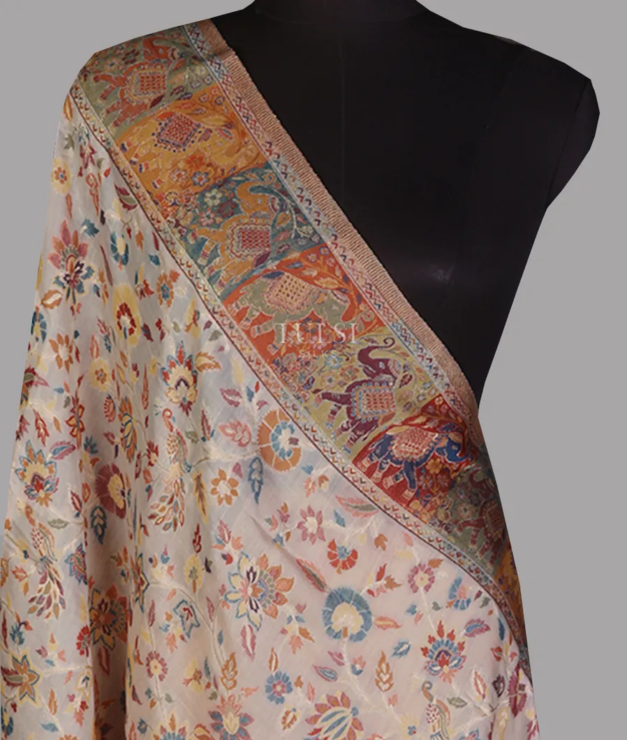 Off - White Kashmir Kani Silk Dupatta T662116-image