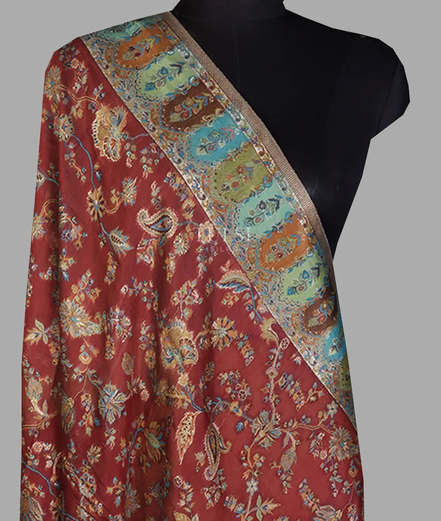Maroon Kashmir Kani Silk Dupatta T662115-image