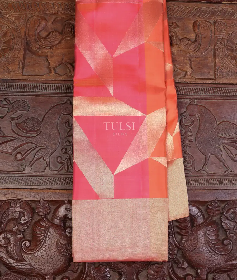 Pink and Rust Kanjivaram Silk Saree T667106-image