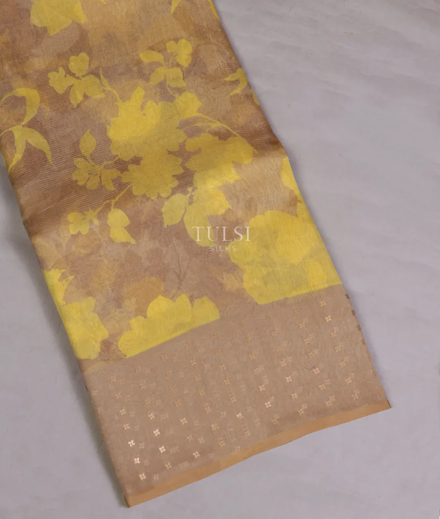 Beige Tissue Organza Printed Saree T666750-image
