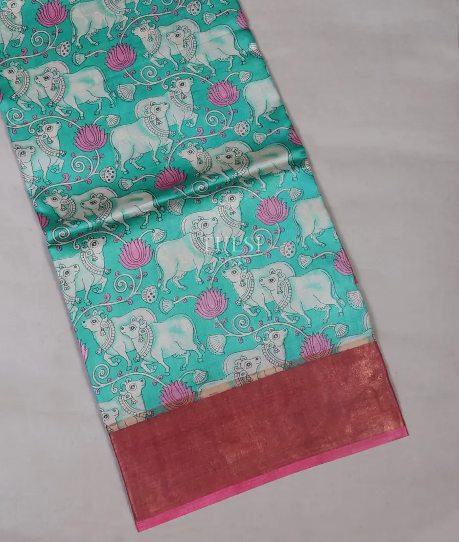 Blue Tussar Printed Saree T666292-image