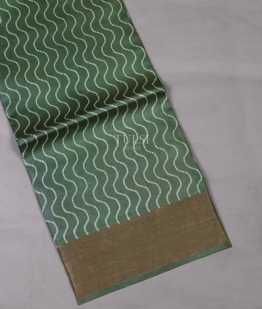 Green Tussar Printed Saree T666278-image