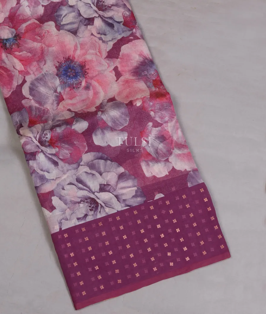 Purple Tissue Organza Printed Saree T666757-image