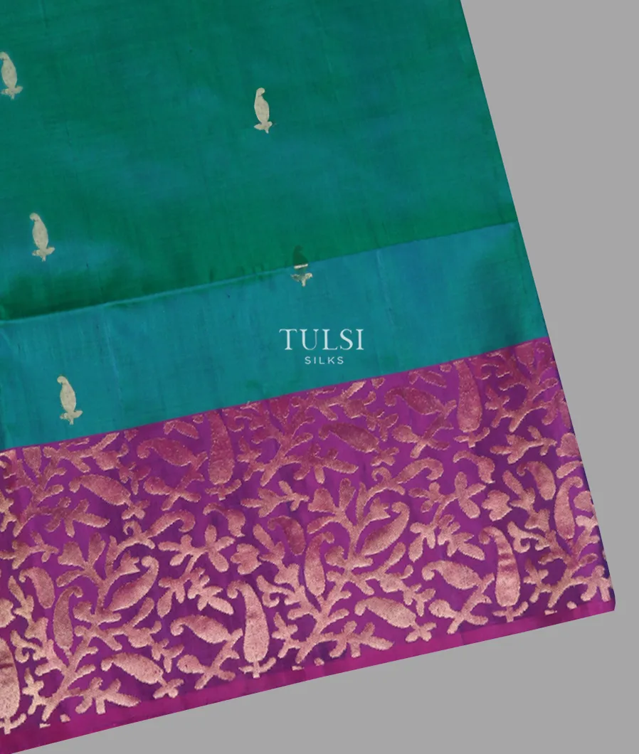 Peacock Blue Soft Silk Saree T662626-image