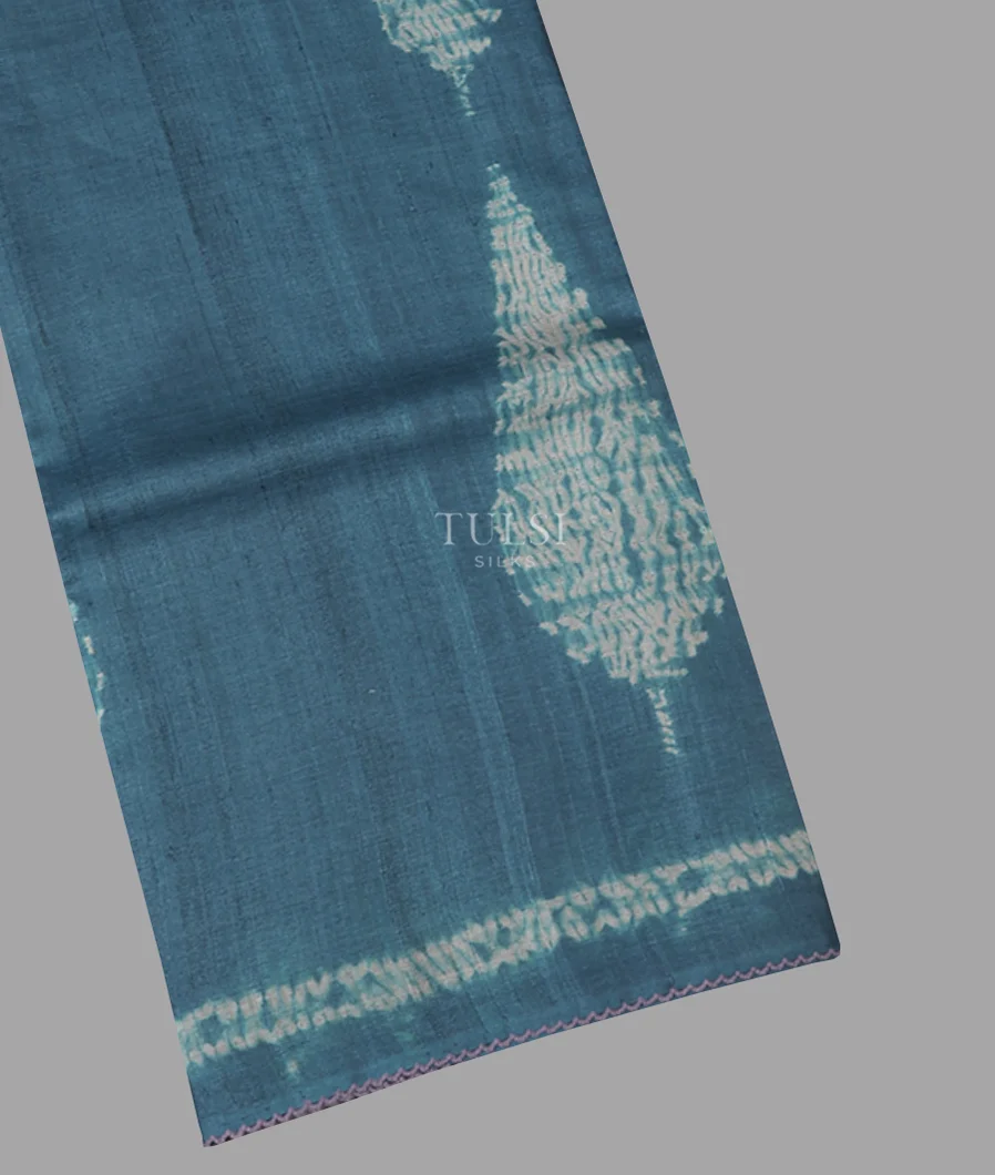 Blue Tussar Printed Saree T621658-1-image