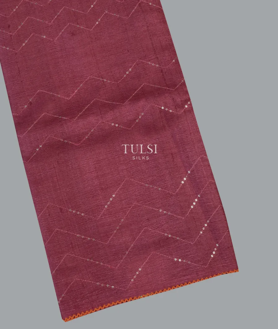 Purple Tussar Embroidery Saree T640480-1-image