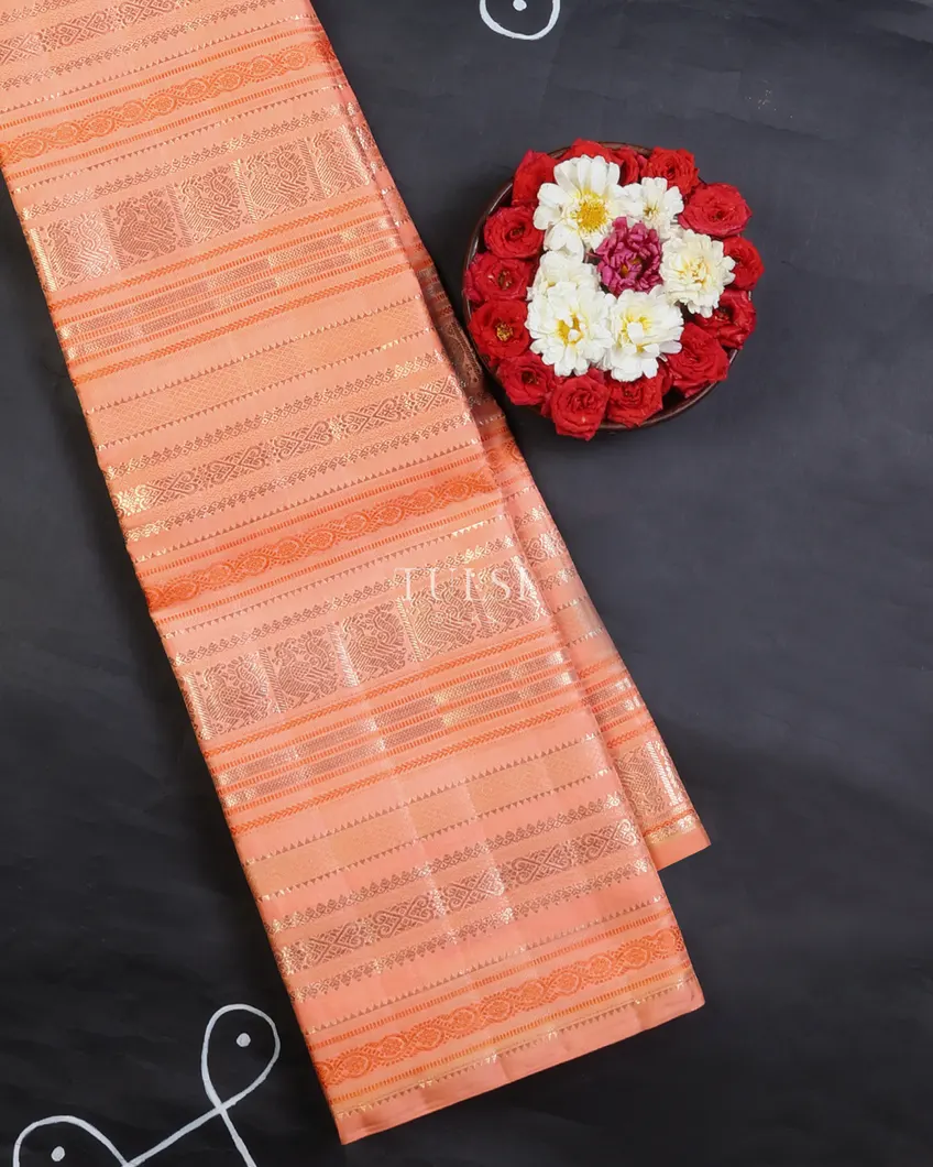 Peach Kanjivaram Silk Saree T665828-image