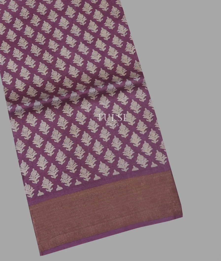 Purple Tussar Printed Saree T666249-image