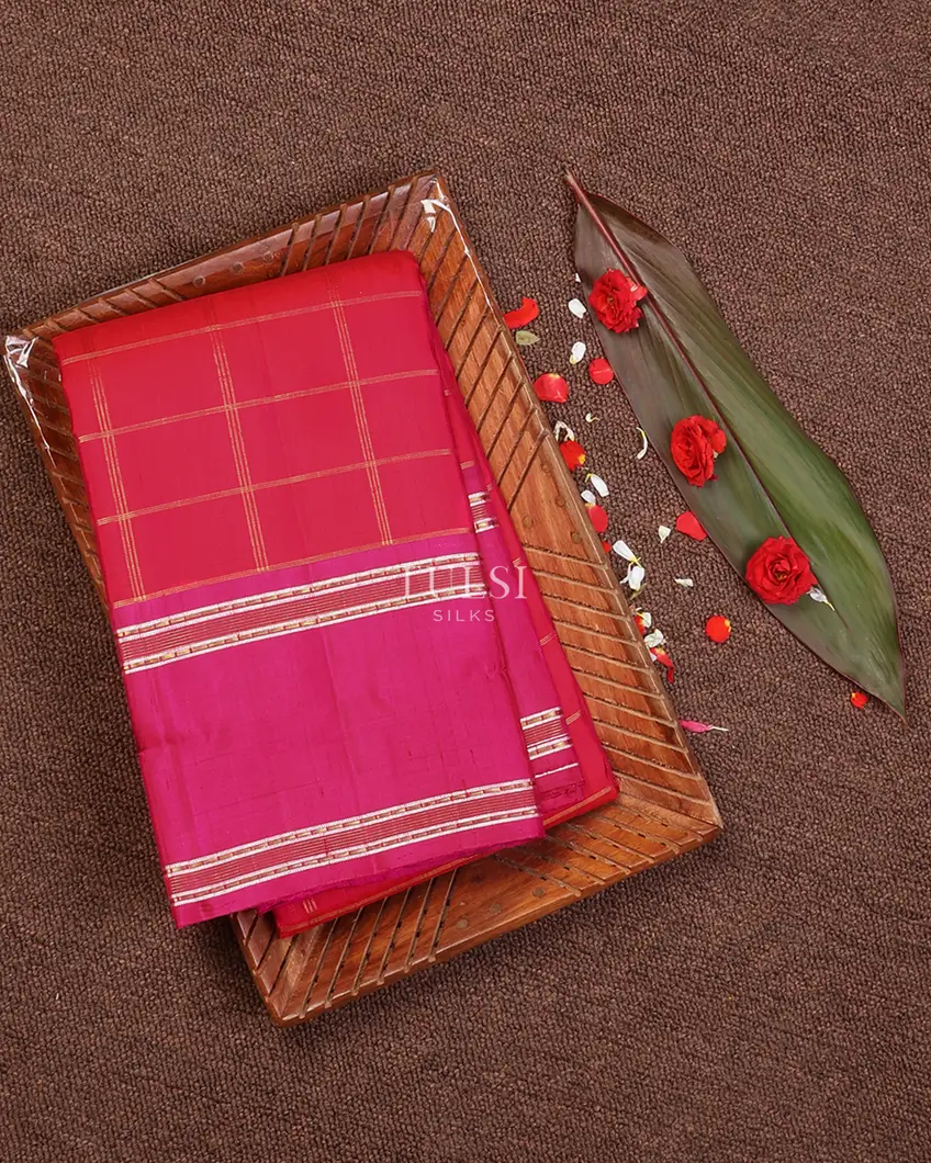 Reddish Pink Kanjivaram Silk Saree T660001-image