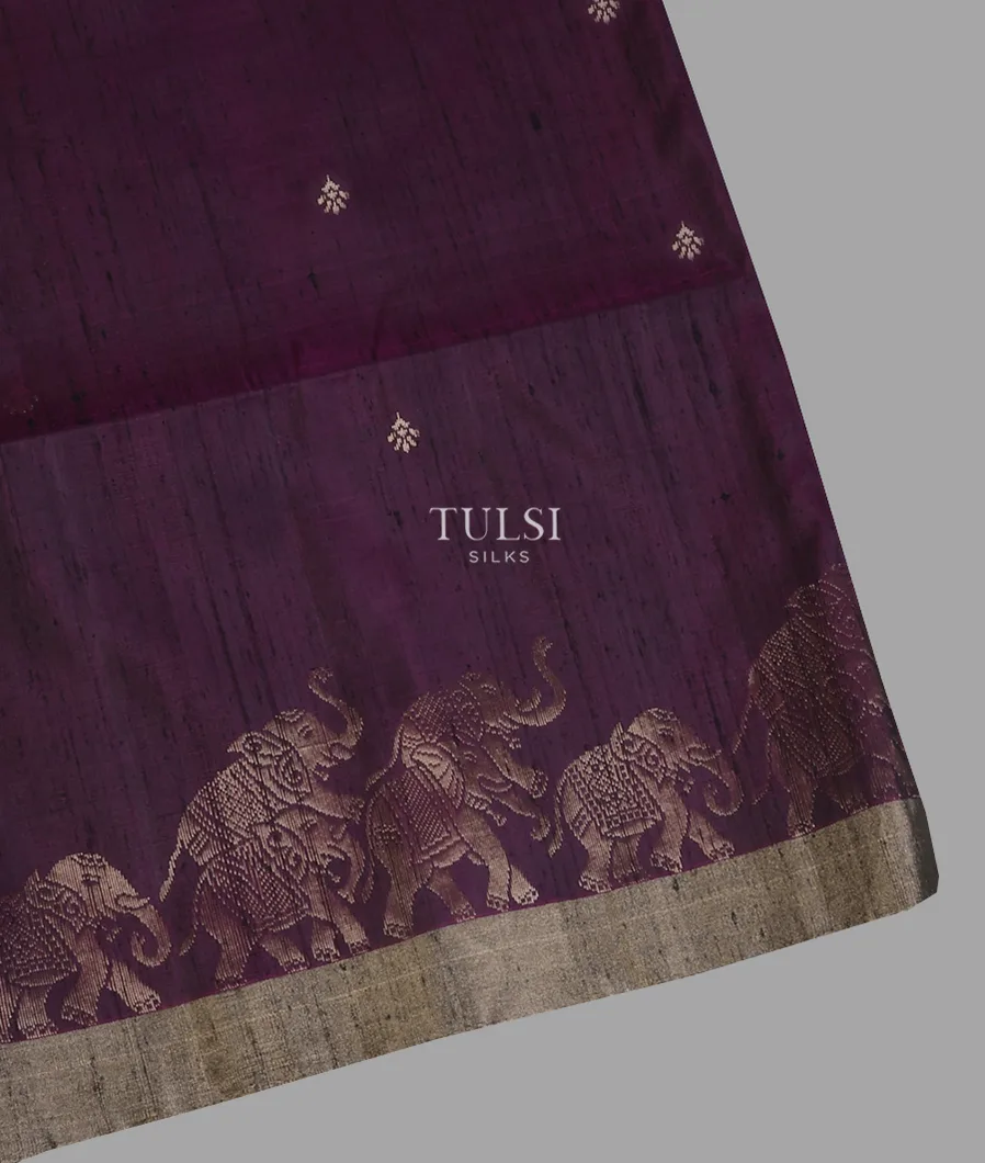 Purple Soft Silk Saree With Raw Silk Finish T665510-image