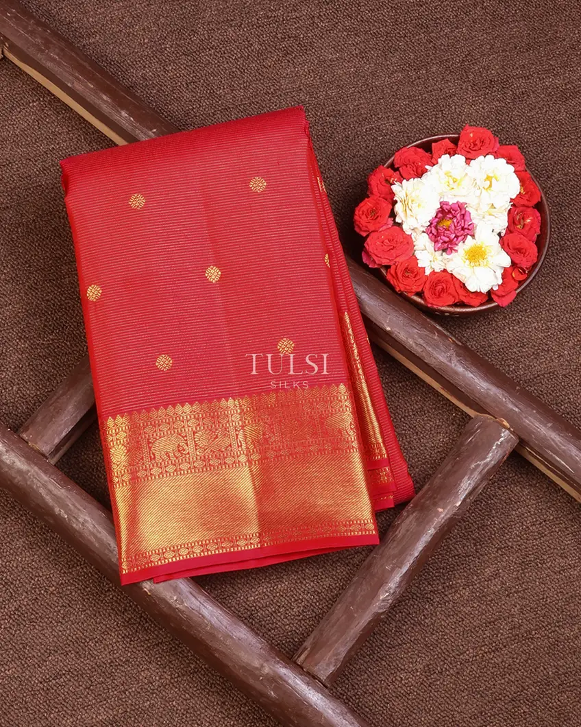 Pinkish Red Kanjivaram Silk Saree T667711-image