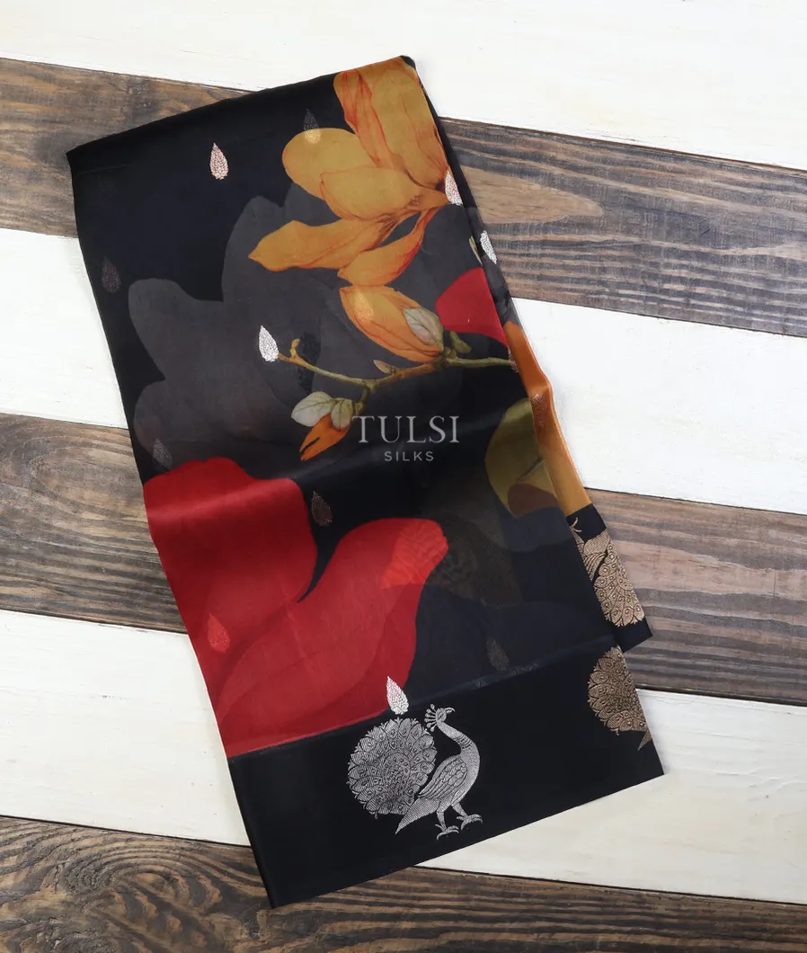 Black Kora Organza Printed Saree T669089-image