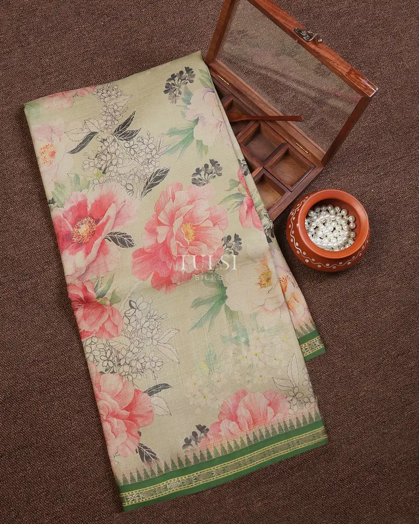 Greyish Green Vidarbha Tussar Saree T668502-image