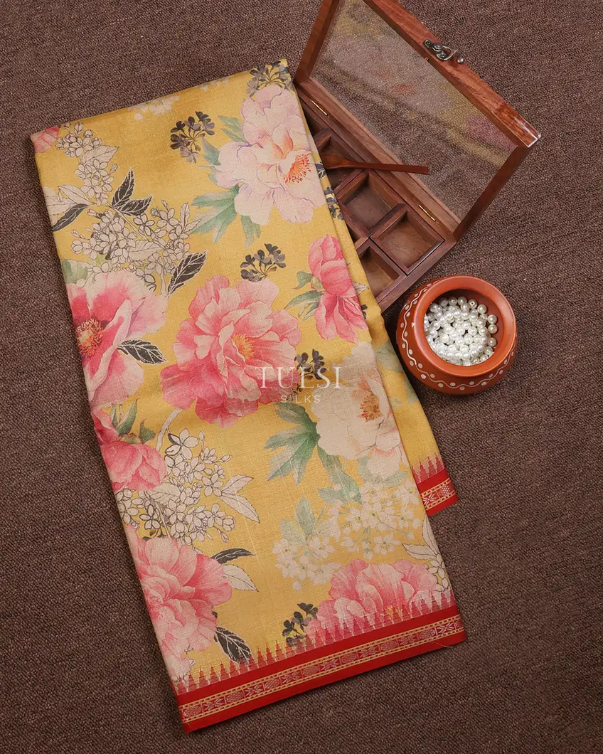 Yellow Vidarbha Tussar Saree T668501-image