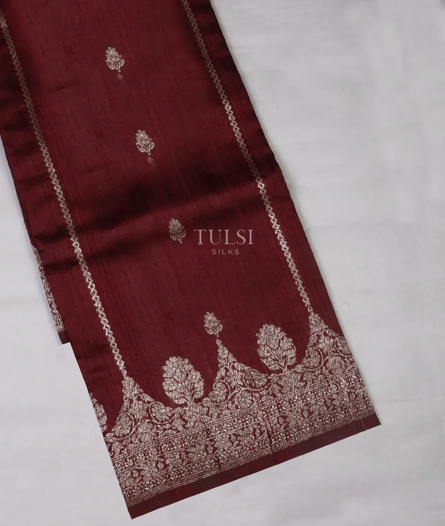 Maroon Banaras Tussar Saree T654401-image